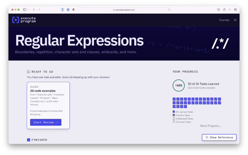 Execute Program Course Dashboard